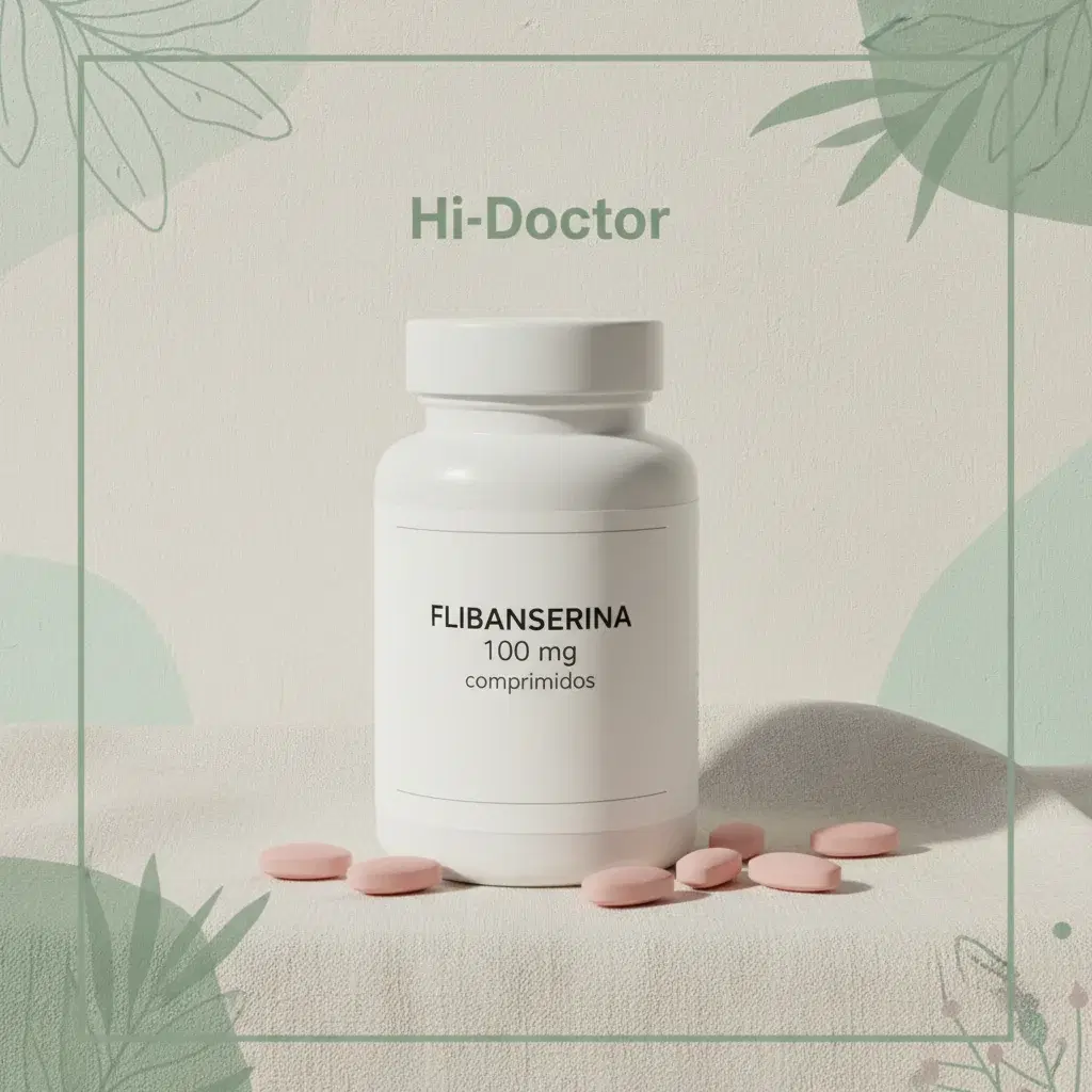 Envase de Addyi: medicamento con receta que un médico colegiado en la UE puede prescribir online tras una consulta de Hi-Doctor.